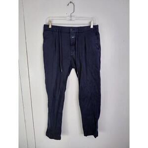 Closed Pants Mens 29 Vigo Tapered Trousers Navy Drawstring Italian Fabric